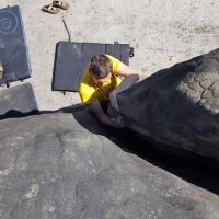 Mark wedging himself into a Bas Cuvier off-width (Daniel O'Brien)
