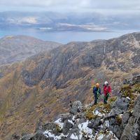 Gareth and Yvonne at the top of The Great Ridge, Garbh Bheinn (Gareth Williams)