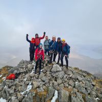 Summit of Garbh Bheinn: Michelle, Stuart, Paul, Andy, Josh, Gareth and (front row) Yvonne (Gareth Williams)