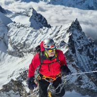 Mark Garland a few metres from the summit (Andy Stratford)