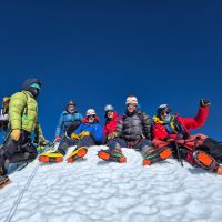 Six of the team on the summit of Kyajo Ri (Andy Stratford)