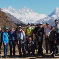 The team with Ama Dablam behind top right (Andy Stratford)